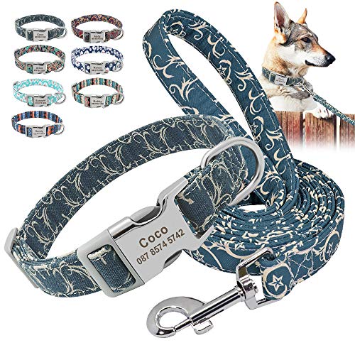 Beirui Hundehalsband und Leine, Nylon, personalisierbar, weich, ethnischer Stil, Halsbänder für kleine, mittelgroße und große Hunde, mit leichter Schnalle, S, Icy Fire Beirui Hundehalsband und Leine, Nylon, personalisierbar, weich, ethnischer Stil, Halsbänder für kleine, mittelgroße und große Hunde, mit leichter Schnalle, S, Icy Fire von Beirui