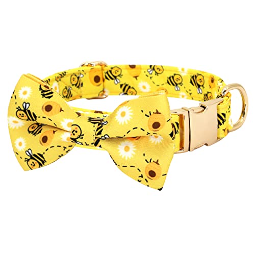 Beirui Niedliches Hundehalsband für Mädchen mit lebendigen Blumenmustern, Hündinnen mit Fliege zum Spazierengehen, langlebiges, verstellbares Halsband für kleine, mittelgroße und große Hunde (L, Gelb) Beirui Niedliches Hundehalsband für Mädchen mit lebendigen Blumenmustern, Hündinnen mit Fliege zum Spazierengehen, langlebiges, verstellbares Halsband für kleine, mittelgroße und große Hunde (L, Gelb) von Beirui