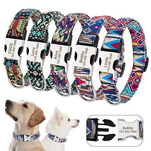Beirui Stammes-Muster personalisierte Hundehalsbänder mit graviertem Namensschild - weich gepolsterte Hundehalsband mit leichter Schnalle - verstellbare Haustierhalsbänder für kleine mittelgroße Hunde Beirui Stammes-Muster personalisierte Hundehalsbänder mit graviertem Namensschild - weich gepolsterte Hundehalsband mit leichter Schnalle - verstellbare Haustierhalsbänder für kleine mittelgroße Hunde von Beirui