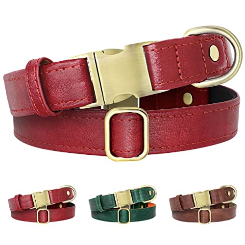 Beirui Weiches und atmungsaktives Leder-gepolstertes Hundehalsband – Robustes Leder-Hundehalsband mit strapazierfähiger Schnellverschluss-Schnalle – gut verarbeitetes, rot, M Beirui Weiches und atmungsaktives Leder-gepolstertes Hundehalsband – Robustes Leder-Hundehalsband mit strapazierfähiger Schnellverschluss-Schnalle – gut verarbeitetes, rot, M von Beirui