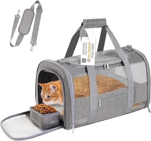 Bejibear Haustier-Tragetasche, weiche Seite, Katzentragetasche, faltbar, Reise-Welpentasche, TSA-zugelassen, für kleine Haustiere, 6,8 kg, Grau Bejibear Haustier-Tragetasche, weiche Seite, Katzentragetasche, faltbar, Reise-Welpentasche, TSA-zugelassen, für kleine Haustiere, 6,8 kg, Grau von Bejibear