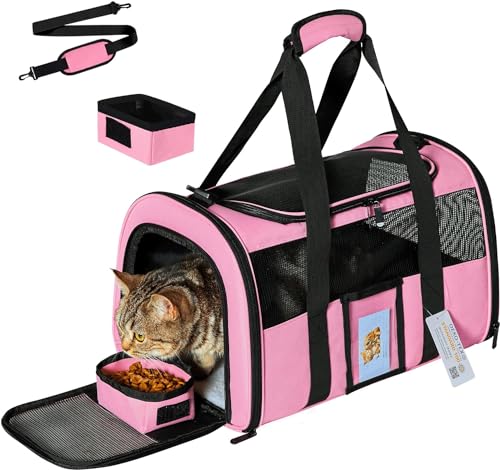 Bejibear Katzentragetasche, weiche Seitentragetasche für Kätzchen, Welpen, faltbar, Reise-Tragetasche, TSA-zugelassen, für Haustiere unter 6,8 kg, Rosa Bejibear Katzentragetasche, weiche Seitentragetasche für Kätzchen, Welpen, faltbar, Reise-Tragetasche, TSA-zugelassen, für Haustiere unter 6,8 kg, Rosa von Bejibear