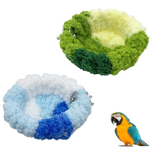 Bekecidi 2 Stück Vogelhängematte, Grünes Korallenvlies, Vogelbett, Tragbares Plüschpapageiennest, Warmes, Weiches, Gemütliches Vogelbett für Sittiche, Kanarienvögel, Wellensittiche, Kleine Haustiere Bekecidi 2 Stück Vogelhängematte, Grünes Korallenvlies, Vogelbett, Tragbares Plüschpapageiennest, Warmes, Weiches, Gemütliches Vogelbett für Sittiche, Kanarienvögel, Wellensittiche, Kleine Haustiere von Bekecidi