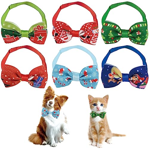 Bekecidi 6 Stück Weihnachts-Hundehalsband, Katzen- und Hunde-Fliege, Verstellbares Halsband Mit Schleife, Fellpflege-Accessoire, Weihnachtskostüm für Kleine Hunde, Katzen, Welpen Bekecidi 6 Stück Weihnachts-Hundehalsband, Katzen- und Hunde-Fliege, Verstellbares Halsband Mit Schleife, Fellpflege-Accessoire, Weihnachtskostüm für Kleine Hunde, Katzen, Welpen von Bekecidi