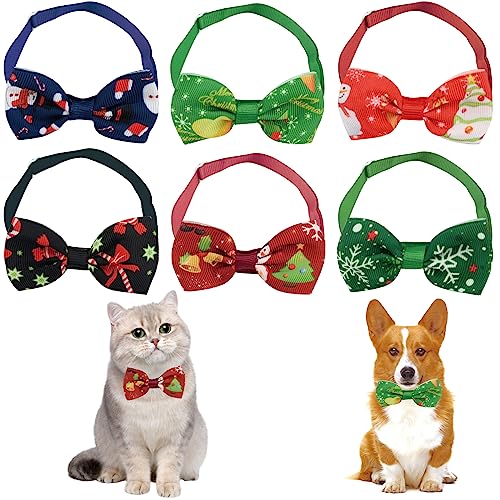 Bekecidi 6 Stück Weihnachts-Hundehalsband, Katzen- und Hunde-Fliege, verstellbares Hundehalsband mit Schleife, Weihnachts-Fliege, Fellpflege-Fliege, Weihnachtskostüm für kleine Hunde, Katzen, Welpen, Bekecidi 6 Stück Weihnachts-Hundehalsband, Katzen- und Hunde-Fliege, verstellbares Hundehalsband mit Schleife, Weihnachts-Fliege, Fellpflege-Fliege, Weihnachtskostüm für kleine Hunde, Katzen, Welpen, von Bekecidi