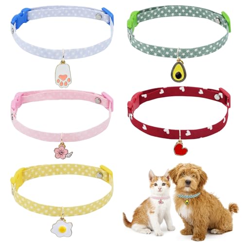 Bekecidi Cat Cat Collars, 5 Kätzchenkragen mit Glocken, verstellbaren und Schnellfreisetzungen, 18-30 cm, Verschiedene helle Farben von Bekecidi