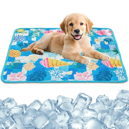 Bekecidi Haustier Kühlmatte für Hunde und Katzen, Eisseide Hundekühlmatte Katze Eisdecke Waschbar Welpe Kühlmatten für Sommer, Betten, Autositze (60 x 50 cm) von Bekecidi