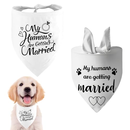 Bekecidi Hundehalstuch, Dreieckstuch, Halstuch, zur Verlobung, Ankündigung, Bandana für Hunde, Haustier-Schal mit Aufschrift "My Humans are Getting Married", Hochzeits-, Verlobungsgeschenk von Bekecidi