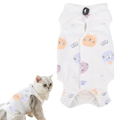 Bekecidi Katzen-Operationsanzug, Einteiler nach Operationen, Anti-Leck-Body, Haustierweste, Kätzchen-Kleidung für Katzen nach Operationen, Spay, Katzenhalsband und Kegel-Alternative (L) von Bekecidi