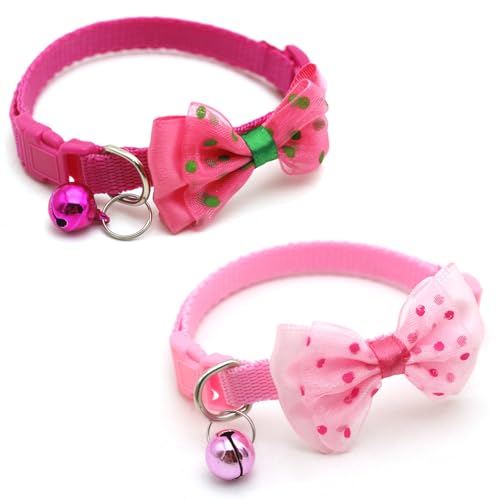 Bekecidi Katzenhalsbänder mit Glocke und Fliege, rosa Sicherheitshalsband mit Schnellverschluss-Schnalle, verstellbares Kätzchenhalsband, Katzenzubehör, personalisierbar, weibliche Katzen, verkleiden Bekecidi Katzenhalsbänder mit Glocke und Fliege, rosa Sicherheitshalsband mit Schnellverschluss-Schnalle, verstellbares Kätzchenhalsband, Katzenzubehör, personalisierbar, weibliche Katzen, verkleiden von Bekecidi