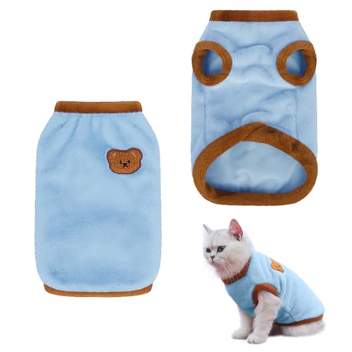 Bekecidi Katzenkleidung, Warmer Winter-Katzenpullover, Baumwollpullover für Katzen, Welpen, niedliche Katzenkleidung, Kätzchenpullover, Haustierkostüm (Blau, M) von Bekecidi
