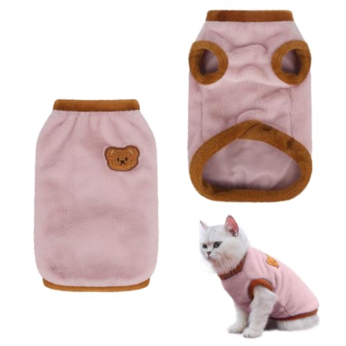 Bekecidi Katzenkleidung, Warmer Winter-Katzenpullover, Baumwollpullover für Katzen, Welpen, niedliche Katzenkleidung, Kätzchenpullover, Haustierkostüm (Rosa, M) von Bekecidi