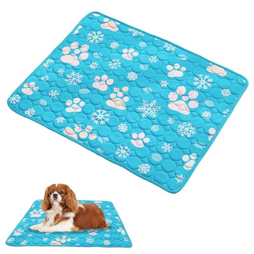 Bekecidi Kühlmatte für Hunde, Eisseide, Haustier-Kühlmatte für Hunde, Katzen, Eisdecke, waschbar, Welpen, Kühlmatten für Sommer, Betten, Autositze (Blau, 50 x 40 cm) von Bekecidi