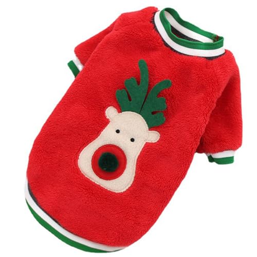 Bekecidi Weihnachten Katze Kleidung, Winter Warm Katzenpullover Elch Muster Pullover für Katzen Welpen Niedlich Kätzchen Pullover Kleine Hunde Haustier Kostüm Kleidung Weihnachten Outfit (Rot, M) von Bekecidi