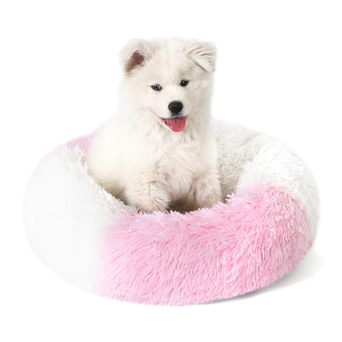 Belababy Donut-Hundebett mit abnehmbarem Bezug, waschbares Anti-Angst-Hunde- und Katzenbett für kleine, mittelgroße Hunde, beruhigendes Haustier-Welpenbett und flauschiger Plüsch-Kuscheltier mit von Belababy