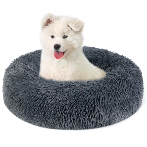 Belababy Donut-Hundebett mit abnehmbarem Bezug, waschbares Anti-Angst-Hunde- und Katzenbett für kleine, mittelgroße Hunde, beruhigendes Haustier-Welpenbett und flauschiger Plüsch-Kuscheltier mit von Belababy