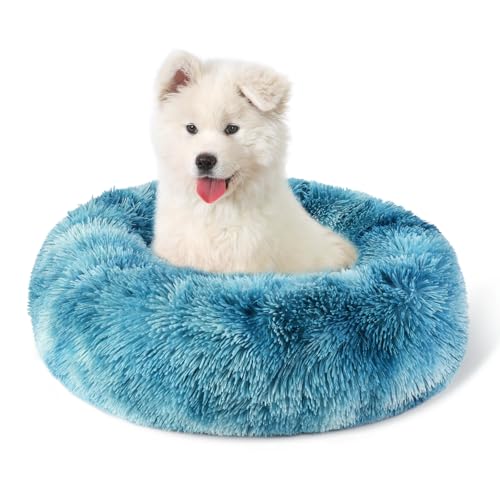Belababy Donut-Hundebett mit abnehmbarem Bezug, waschbares Hunde- und Katzenbett für kleine, mittelgroße Hunde, beruhigendes Haustier-Welpenbett und flauschiger Plüsch-Kuscheltier mit rutschfester von Belababy