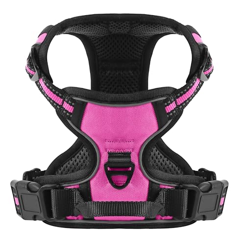 Belababy Hundegeschirr, kein Ziehen, vorne mit Clip-Griff, reflektierend, einfache Kontrolle, Outdoor, Walking, Training, Mini, M, L, Hundegeschirr, atmungsaktiv, Brust, gepolstert, verstellbar, Rosa von Belababy