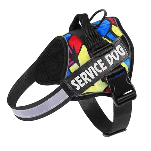 Belababy Service Hundegeschirr Small Medium Large Adjustable Emotional Support Dog in Training Harness with Sturdy Handle Reflective Therapy Puppy Vest, L, Colorful Scrawl Belababy Service Hundegeschirr Small Medium Large Adjustable Emotional Support Dog in Training Harness with Sturdy Handle Reflective Therapy Puppy Vest, L, Colorful Scrawl von Belababy
