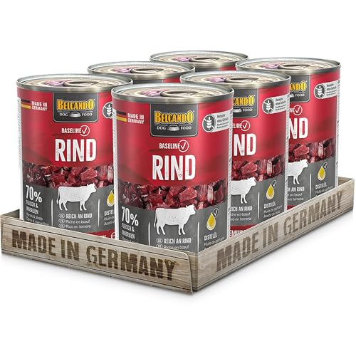 BELCANDO Baseline Nassfutter für Hunde, Rind, 6X 400g Dose, 70% Fleisch für ausgewachsene Hunde, Hundefutter nass ohne Getreide, Made in Germany BELCANDO Baseline Nassfutter für Hunde, Rind, 6X 400g Dose, 70% Fleisch für ausgewachsene Hunde, Hundefutter nass ohne Getreide, Made in Germany von Belcando