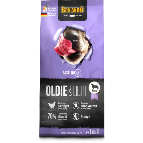 BELCANDO Baseline Oldie & Light [1kg] Trockenfutter für Hunde | Für ausgewachsene, wenig aktive oder ältere Hunde Aller Rassen … von Belcando