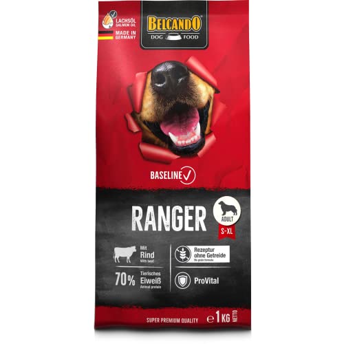 BELCANDO Baseline Ranger [1kg] Getreidefreies Trockenfutter für Hunde | Alleinfuttermittel für Erwachsene Hunde | Geeignet für alle Rassen von Belcando