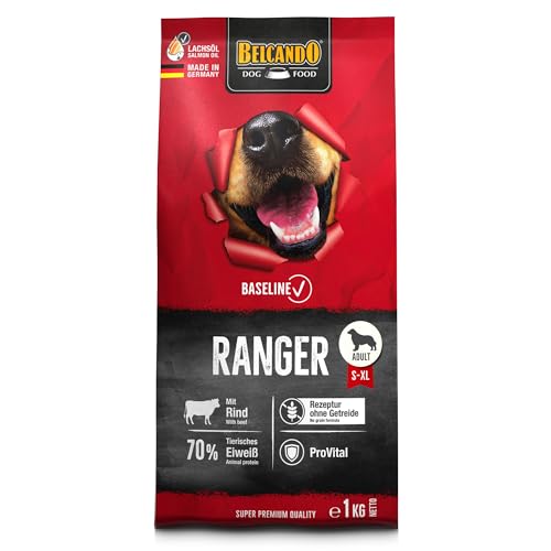 BELCANDO Baseline Ranger [1kg] Getreidefreies Trockenfutter für Hunde | Alleinfuttermittel für Erwachsene Hunde | Geeignet für alle Rassen von Belcando