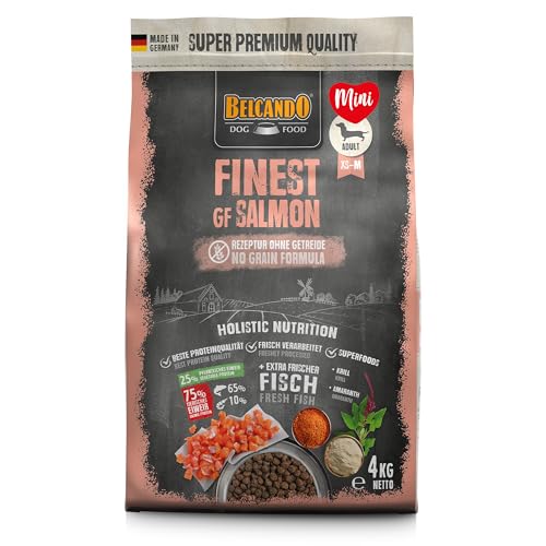 BELCANDO Finest GF Salmon [4 kg] getreidefreies Hundefutter | Trockenfutter für kleine & mittlere Hunde | Alleinfuttermittel für Hunde ab 1 Jahr von Belcando