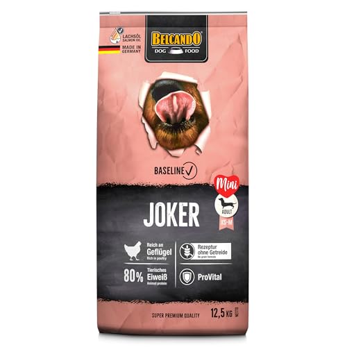 BELCANDO Baseline Joker [12,5kg] Getreidefreies Trockenfutter für Hunde | Für ausgewachsene Hunde Kleiner und mittlerer Rassen von Belcando