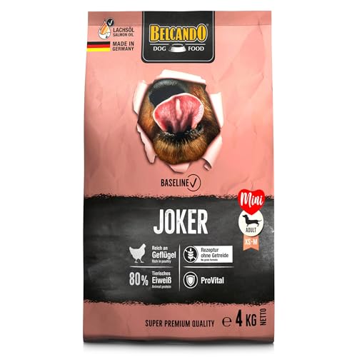 BELCANDO Baseline Joker [4kg] Getreidefreies Trockenfutter für Hunde | Für ausgewachsene Hunde Kleiner und mittlerer Rassen von Belcando