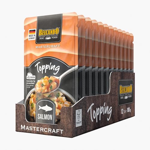 BELCANDO MASTERCRAFT Topping Lachs, 12x 100g Beutel, Nassfutter für Hunde, getreidefrei, sortenfrei, Ergänzungsfutter, Made in Germany von Belcando