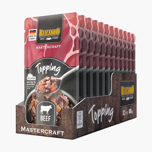 BELCANDO Mastercraft Topping Rind, 12x 100g Beutel, Nassfutter für Hunde, getreidefrei, sortenfrei, Ergänzungsfutter, Made in Germany von Belcando