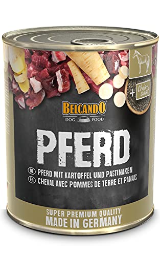 BELCANDO Nassfutter für Hunde, Pferd mit Kartoffel, 6X 800g Dose, Hundefutter nass, für alle Rassen, Made in Germany von Belcando