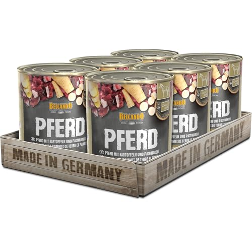 BELCANDO Nassfutter für Hunde, Pferd mit Kartoffel, 6X 800g Dose, Hundefutter nass, für alle Rassen, Made in Germany von Belcando