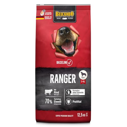 BELCANDO Baseline Ranger [12,5kg] Getreidefreies Trockenfutter für Hunde | Alleinfuttermittel für Erwachsene Hunde | Geeignet für alle Rassen von Belcando