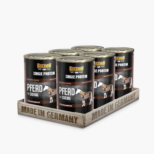 BELCANDO Single Protein Nassfutter für Hunde, Pferd, 6X 400g Dose, sortenreines Hundefutter nass, für alle Rassen, Made in Germany von Belcando
