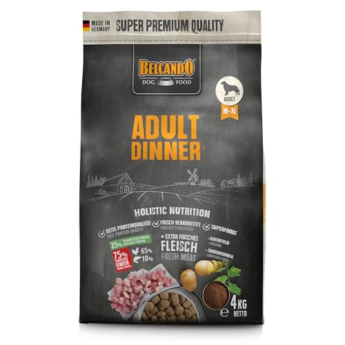 BELCANDO Adult Dinner [4 kg] Hundefutter | Trockenfutter für Hunde | Alleinfuttermittel für ausgewachsene Hunde Aller Rassen ab 1 Jahr von Belcando