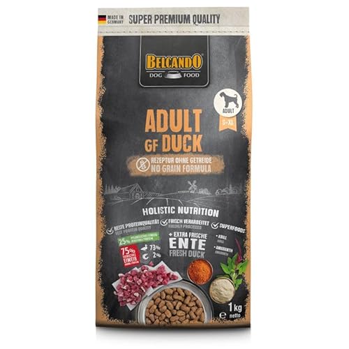 Belcando Adult GF Duck | 1 kg | Alleinfuttermittel für ausgewachsene Hunde | Bei normaler bis erhöhter Aktivität | Bei Sensitivität auf Getreide | Mit Omega 3 von Belcando