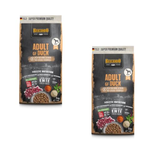 Belcando Adult GF Duck | Doppelpack | 2 x 1 kg | Alleinfuttermittel für ausgewachsene Hunde | Bei normaler bis erhöhter Aktivität | Bei Sensitivität auf Getreide | Mit Omega 3 von Belcando