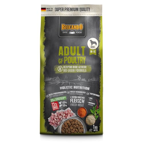 Belcando Adult GF Poultry [1 kg] getreidefreies Hundefutter | Trockenfutter ohne Getreide | Alleinfuttermittel für ausgewachsene Hunde ab 1 Jahr von Belcando