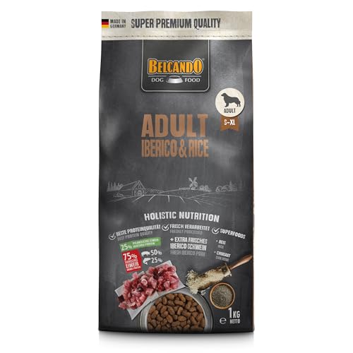 Belcando Adult Iberico & Rice [1 kg] Hundefutter | Trockenfutter für Hunde | Alleinfuttermittel für ausgewachsene Hunde Aller Rassen ab 1 Jahr von Belcando