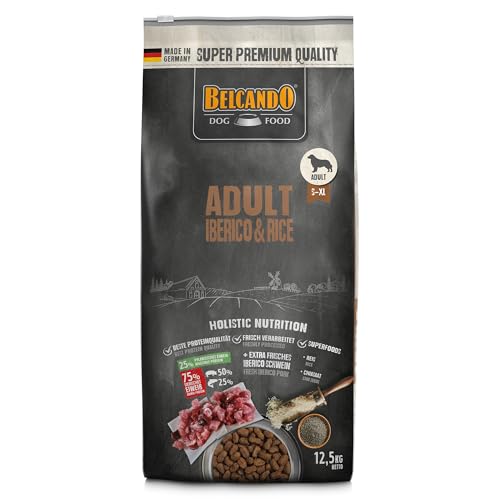 BELCANDO Adult Iberico & Rice [12,5kg] Hundefutter | Trockenfutter für Hunde | Alleinfuttermittel für ausgewachsene Hunde Aller Rassen ab 1 Jahr von Belcando