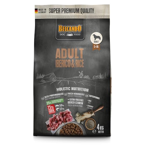BELCANDO Adult Iberico & Rice [4 kg] Hundefutter | Trockenfutter für Hunde | Alleinfuttermittel für ausgewachsene Hunde Aller Rassen ab 1 Jahr von Belcando