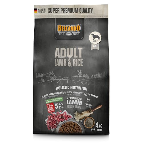 BELCANDO Adult Lamb & Rice [4 kg] Hundefutter | Trockenfutter mit Lamm für empfindliche Hunde | Alleinfuttermittel für ausgewachsene Hunde ab 1 Jahr von Belcando
