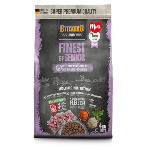 BELCANDO Finest GF Senior [4 kg] getreidefreies Hundefutter | Trockenfutter für ältere und empfindliche Hunde | Alleinfuttermittel für Hunde ab 1 Jahr von Belcando