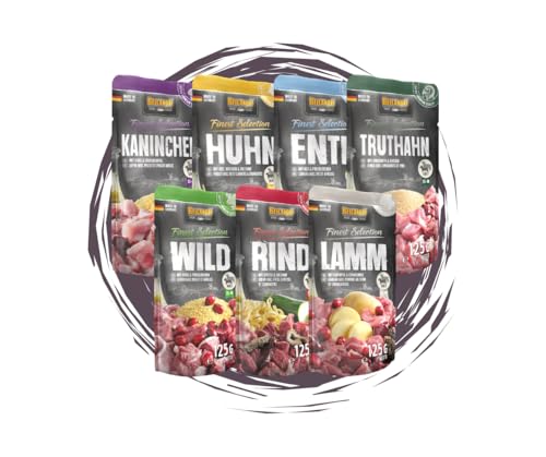 Belcando Finest Selection 24x125g - Hundefutter - Frischebeutel, Ideal für Sensible & wählerische Hunde - ohne Zusätze & Sortenwahl möglich (Wild, Huhn, Truthahn, Rind, Lamm, Kaninchen & Ente) Belcando Finest Selection 24x125g - Hundefutter - Frischebeutel, Ideal für Sensible & wählerische Hunde - ohne Zusätze & Sortenwahl möglich (Wild, Huhn, Truthahn, Rind, Lamm, Kaninchen & Ente) von Belcando