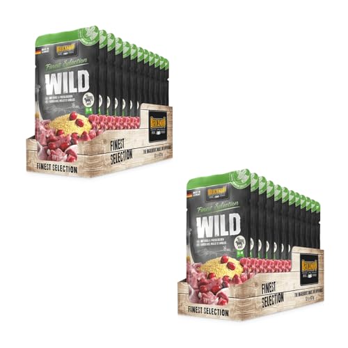 Belcando Finest Selection Adult Wild mit Hirse und Preiselbeeren | Doppelpack | 2 x 12 x 125 g | Feuchtnahrung für Sensible oder wählerische Hunde | Praktischen Einzelportionen Belcando Finest Selection Adult Wild mit Hirse und Preiselbeeren | Doppelpack | 2 x 12 x 125 g | Feuchtnahrung für Sensible oder wählerische Hunde | Praktischen Einzelportionen von Belcando