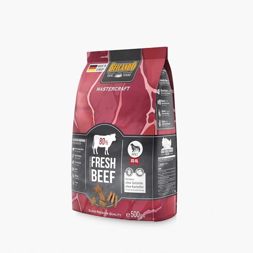 BELCANDO MASTERCRAFT Hundefutter trocken Fresh Beef, 500g, Trockenfutter für Hunde mit Rind, 80% Frischfleisch, getreidefrei, für alle Rassen, Made in Germany von Belcando