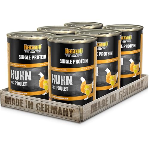 BELCANDO Single Protein Dose [6x400g Huhn] | Sortenreines Nassfutter für Hunde | Monoprotein Feuchtfutter von Belcando