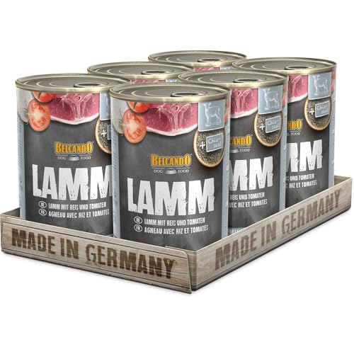 BELCANDO Super Premium Dose [6x400g Lamm mit Reis & Tomate] | Nassfutter für Hunde | Feuchtfutter Dose | Alleinfutter für Hunde Aller Rassen von Belcando